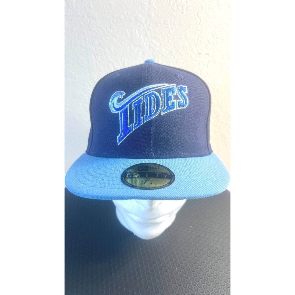New Era 59FIFTY Norfolk Tides MiLB Fitted Hat 7 1/4 Navy Blue Green Bottom